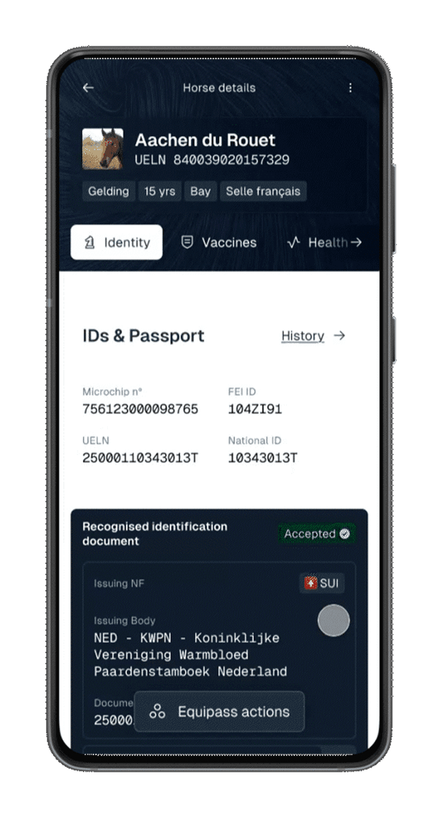 Equipass mobile app feature